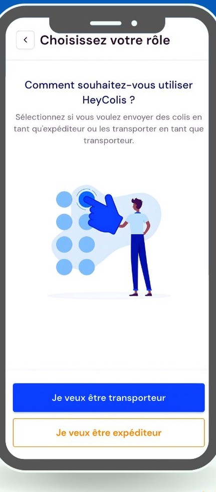 Choisir le profil transporteur dans l'application HeyColis
