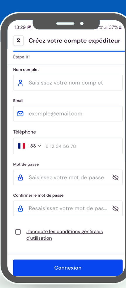 Créer une demande dans l'application HeyColis